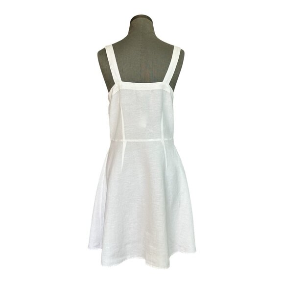 LOFT Sweetheart Button Front Flare Dress White Linen Blend Dress Size 2 NWT - Picture 4 of 6